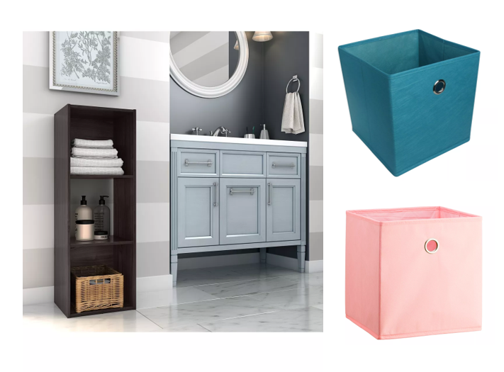 Room Essentials 3 Cube Storage Shelf & Bins JUST 20.00