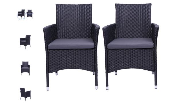 BIG CLEARANCE: Outdoor 2PCS Black Rattan Wicker Chairs