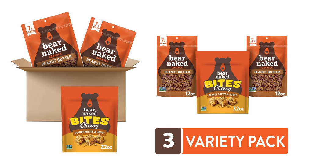 3 Bags Variety Pack Bear Naked Granola Cereal And Crunchy Granola Bites