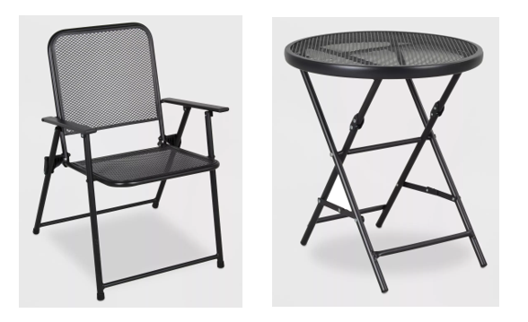Threshold Metal Patio Furniture From, Folding Steel Mesh Patio Chairs