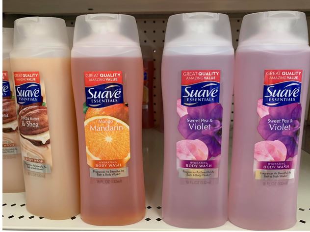 suave body wash store shelf