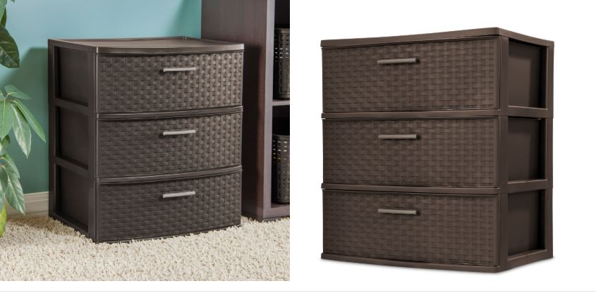 Sterilite 3 Drawer Wide Weave Tower in Espresso ONLY $17.98