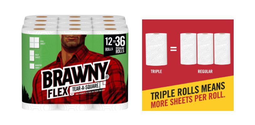 12 Triple (36 Regular) Rolls Of Brawny Tear-A-Square Paper Towels - View #8