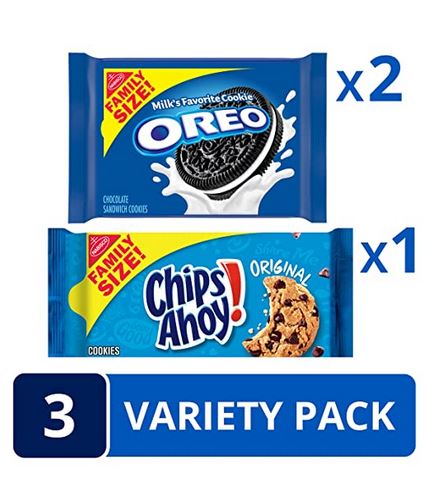 3 Family Size Packs OREO & CHIPS AHOY! Cookies Variety Pack