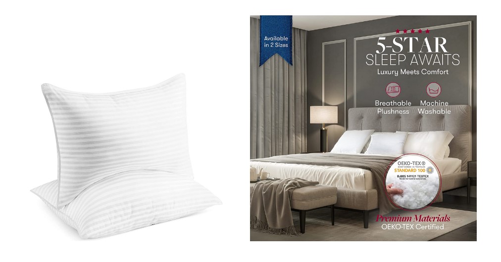 Set of 2 Beckham Hotel Collection Luxury Bed Pillows