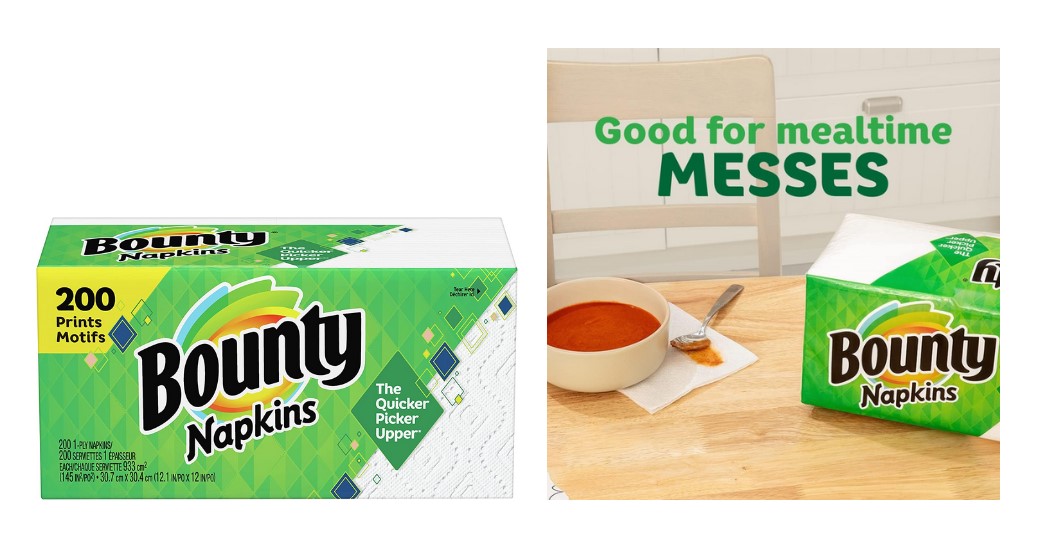 Amazon Offer 200 Count Bounty Assorted Print/White Quilted Napkins