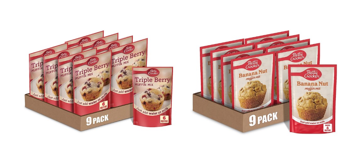 Pack Of 9 Betty Crocker Banana Nut Muffin Or Triple Berry Muffin Mix