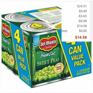 24 Pack DEL MONTE FRESH CUT Sweet Peas Canned Vegetables (15 oz Cans)