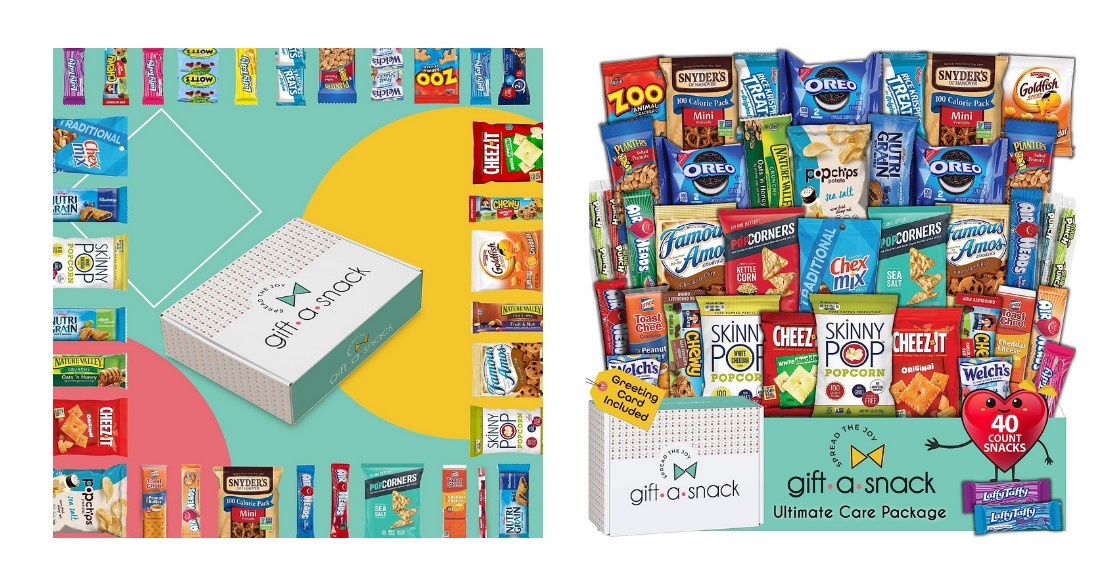 40 Count Snack Box Variety Pack Care Package + Greeting Card