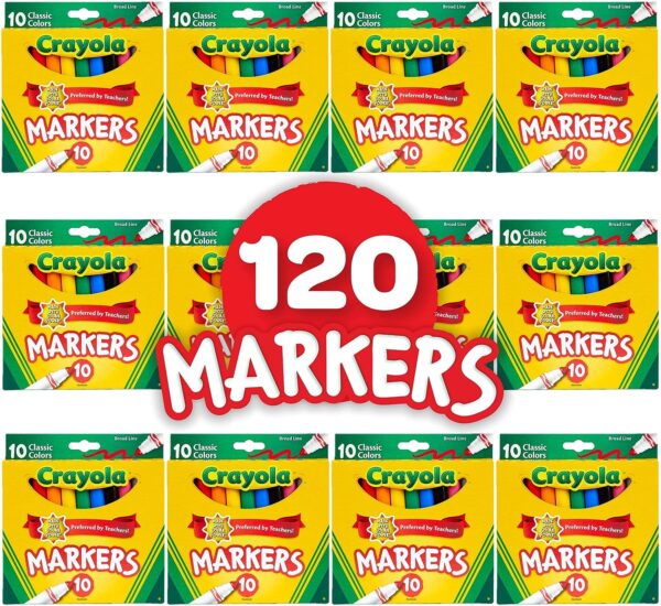 Amazon Offer: Crayola Broad Line Markers Bulk, 12 Marker Packs with 10 ...