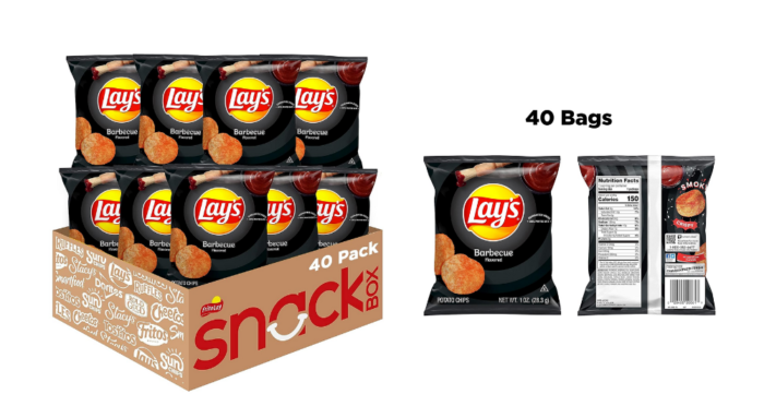 40 Count 1 Ounce Lays Potato Chips Barbecue Pack 2578