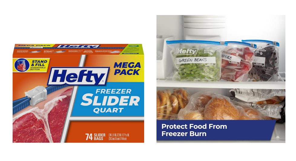 Count Quart Size Hefty Slider Freezer Storage Bags