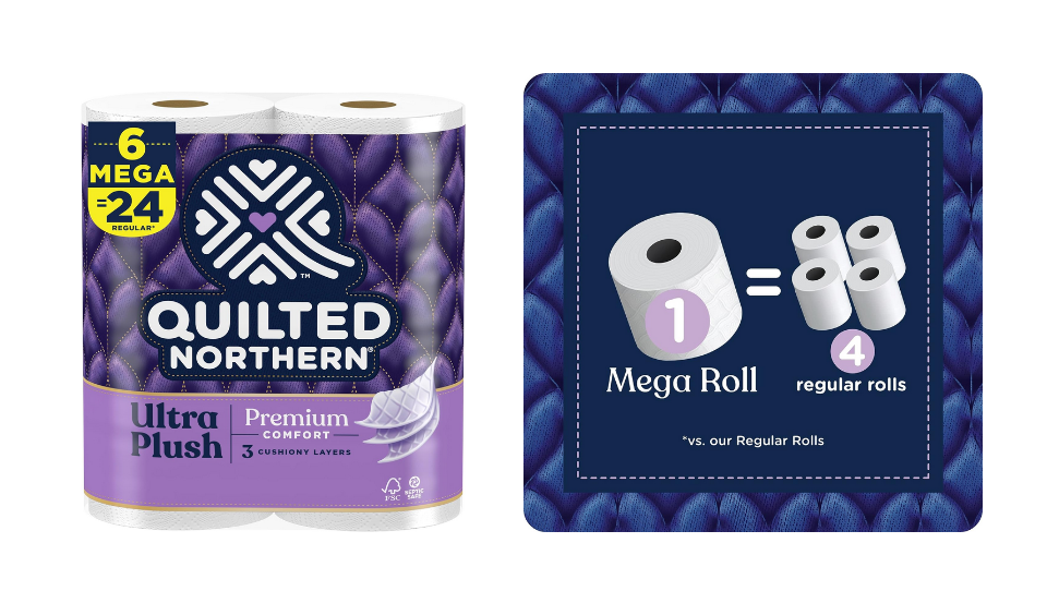 Pack Of Mega Quilted Northern Ultra Plush Toilet Paper Regular Rolls