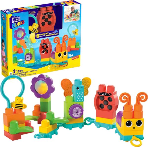 Mega Bloks Fisher Price Sensory Building Blocks Toy, Move N Groove 