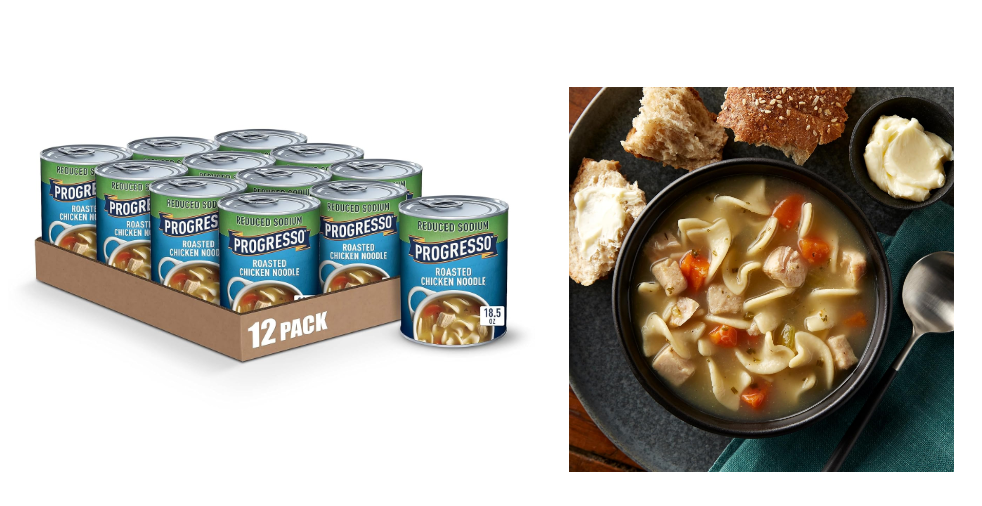 Pack of 12 Progresso Reduced Sodium, Roasted Chicken Noodle Soup, 18.5 oz.